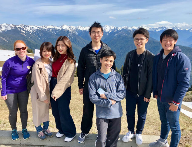 American and International students hiking